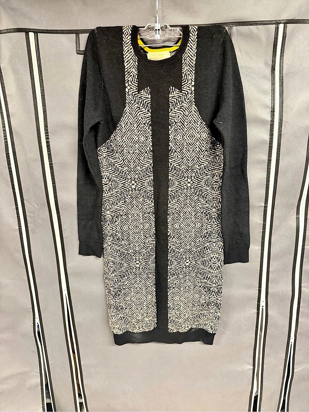 Nicole Miller Atelier Geometric Mini Dress in Black & Cream Like New